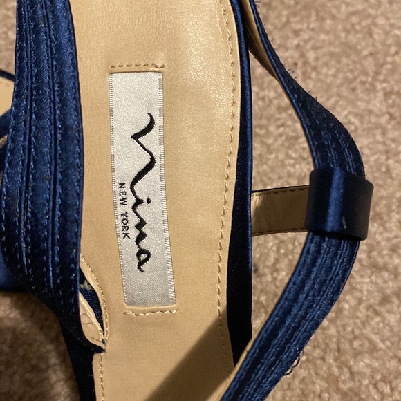Nina sandal with mesh color Satin Navy, heel height 3.25” size 11M - Picture 3 of 6